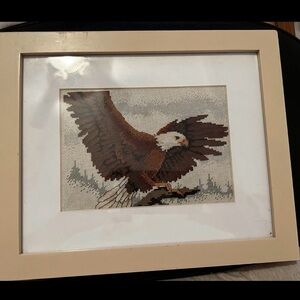 Framed Eagle Cross-Stitch Art